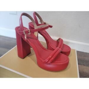 Michael Kors Women's‎ Laci Platform Sandal Crimson Red Strappy Heels 7.5 NEW